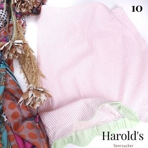 Harold's Pink White Striped Scalloped Seersucker Skirt Sz 10